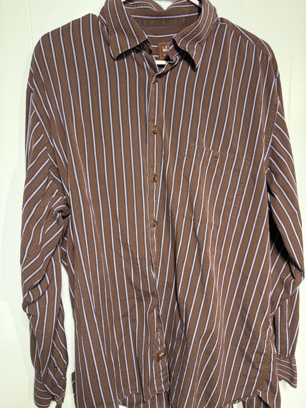 Ike Classic Brown Stripe Men's Button-Up Shirt